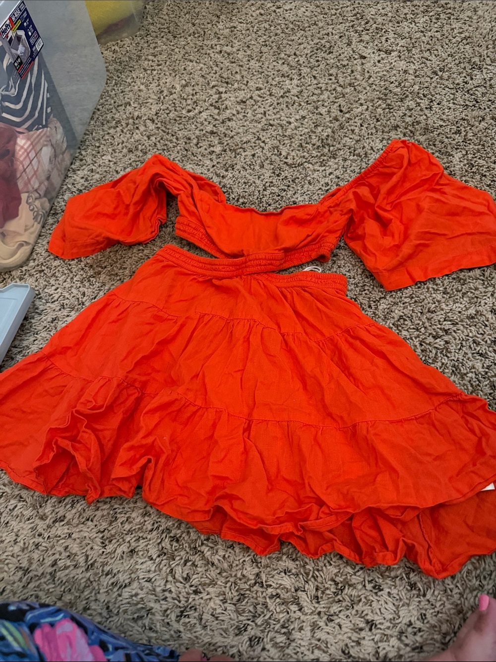 Free People Bright Orange cutout Mini Dress